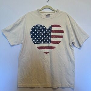 Vintage American flag/heart single-stitch t-shirt Large